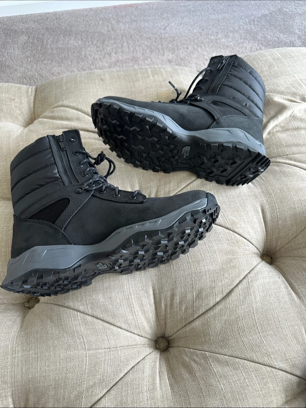 The North Face Black Quilted Shaft Waterproof Lace-Up Boots